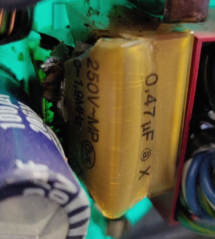 Blown capacitor